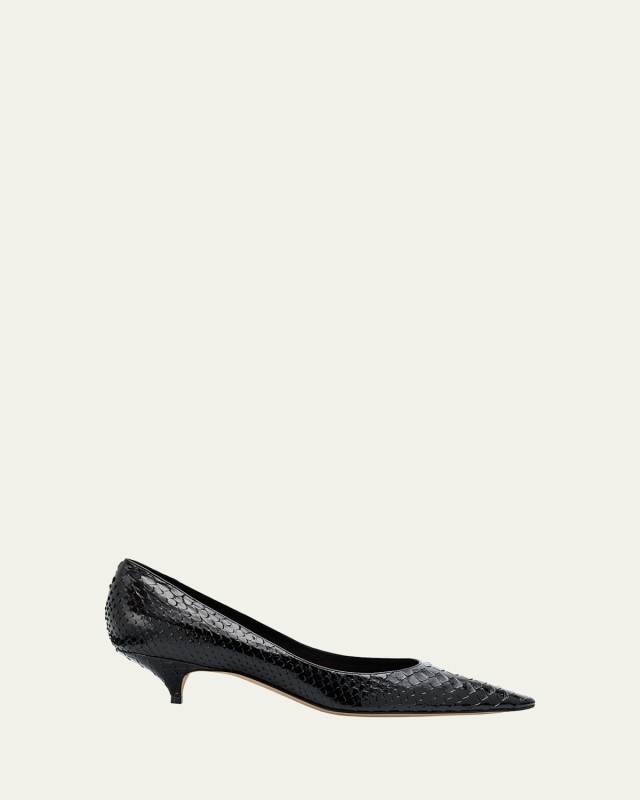 Liisa Snake-Embossed Leather Pumps
